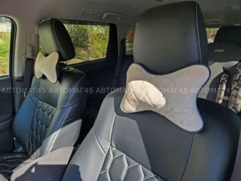 Maximal Подушка косточка под шею велюр бежевая с бежевой ниткой 26х19см 1шт    фото 5