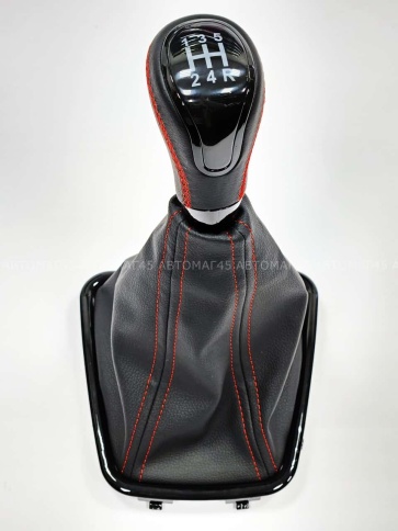 SALMAN Ручка КПП Lada Лада Приора 2 черный лак с красной ниткой в сборе   фото 2