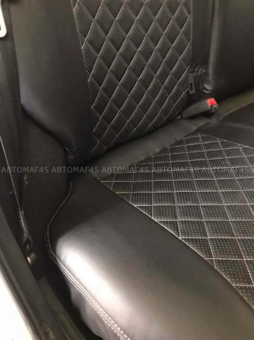 Авточехлы  Лада Granta Гранта до 08.2018г 1/1 2/3 экокожа черная с серой ниткой ромб    фото 5