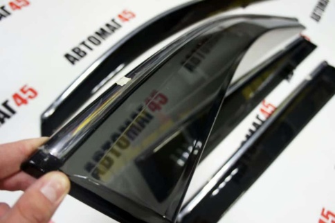 Дефлекторы окон Volkswagen Touareg Фольцваген Туарег 2010-2018г 2 пок хром молдинг комплект 4шт    фото 3