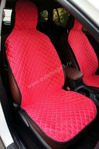 Автотренд  Накидки на сиденье на силиконе без боков велюр красный 2шт    фото 5