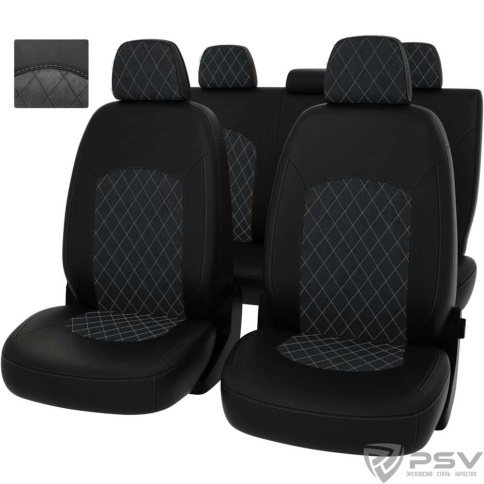 PSV  Авточехлы  Toyota Corolla Тойота Королла 2013-2019г экокожа алькантара черная ромб    фото 1