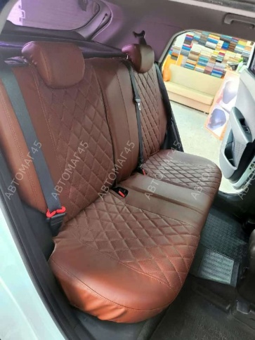 Драйв  чехлы универсальные экокожа Ромбы коричневый коричневый комплект    фото 7