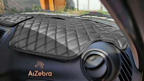 Накидка на панель Lada Granta Гранта FL с 2018г Lada Kalina Калина 2 с 2013г с черной ниткой экокожа фото 2