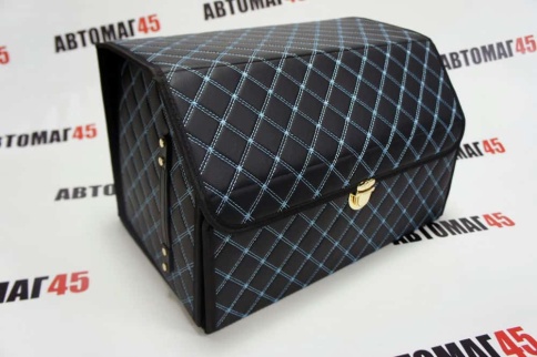 Органайзер  багажника кофр экокожа черный с синей ниткой 70 x 30 x 30см MAXIMAL Big   фото 1