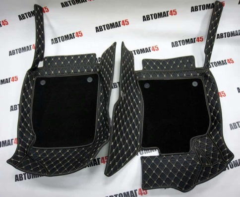 Ковры  5D экокожа Toyota Camry V70 c 2018г черный с бежевой ниткой+ворс комплект АКЦИЯ!  фото 3