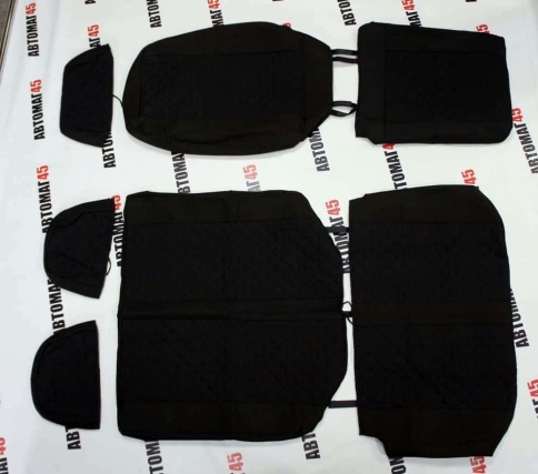 Авточехлы  Газель трехместная жаккард черный с синей ниткой ромб без поролона Барс   фото 3