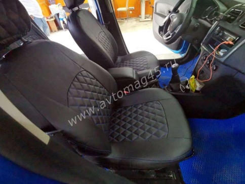 Авточехлы  Renault Logan Stepway с 2013г Renault Sandero Stepway с 2015г 2/3 экокожа черный ромб фото 4