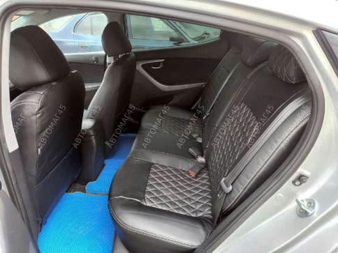 Авточехлы  Hyundai Elantra V пок Хендай Элантра 5 пок кузов MD 2010-2016г экокожа черн сер.нить ромб фото 6