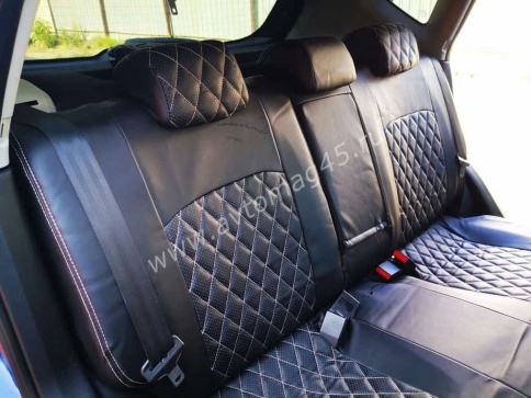 Авточехлы  Nissan Qashqai + 2 Ниссан Кашкай +2 2008-2014г 5 мест экокожа черный ромб    фото 3