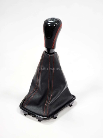 SALMAN Ручка КПП Lada Лада Приора 2 черный лак с красной ниткой в сборе   фото 6