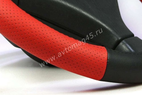 IGG  303 оплетка руля экокожа черный красный    фото 2