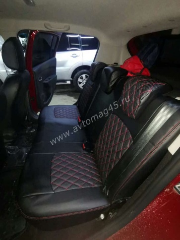 Авточехлы  Renault Logan Stepway с 2013г Renault Sandero Stepway с 2015г 1/1 экокожа черный ромб фото 3