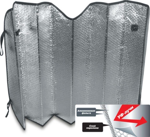 AVS  шторка солнцезащитная на лобовое стекло двухсторонняя 145см х 70см Single Bubble    фото 3