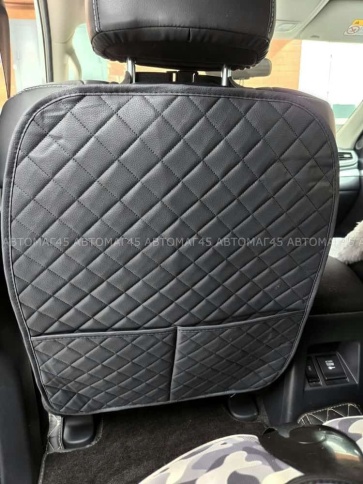 Maximal Защита  заднего сиденья с карманом экокожа черная c черной ниткой ромб соты 62х49см    фото 4