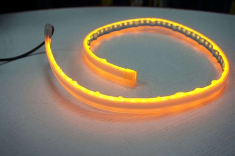 Универсальная диодная лента для фар гибкая белая желтая + поворотник 60см 2шт фото 3