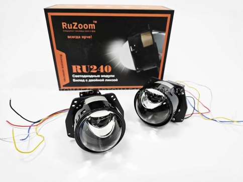 Ruzoom светодиодные Би-Led линзы 3.0" 12V 50W/60W 6500K 6000Lm 2шт гарантия 12 мес фото 1