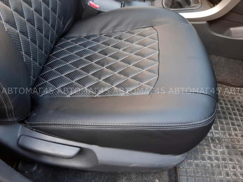 Авточехлы  Toyota Corolla Тойота Королла 2007-2013г кузов 150 экокожа черная нить серая ромб    фото 3