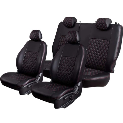 Авточехлы  Toyota Land Cruiser Prado 2003-2009г кузов J120 экокожа черная    фото 1