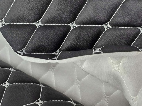 Экокожа на поролоне 5мм узор бабочка черная белая нитка 1м х 1,4м    фото 4