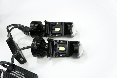 Ruzoom светодиодные лампы LED линза модуль 2шт H4 12В 70W/120W 6500K 6500Lm гарантия 6мес фото 3