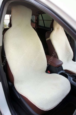 Рус Автотренд  Накидка  короткий ворс молочный на силиконе шерсть 70% Рус 145х55см 2шт    фото 2