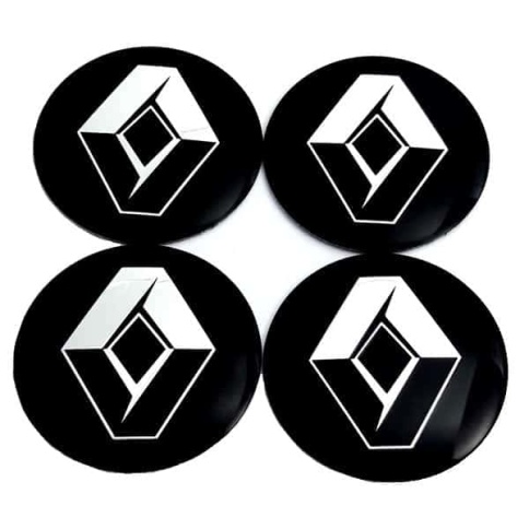 Наклейка на колпаки Renault сферическая изогнутая 5,6см 4шт черная NZD 021 фото 1