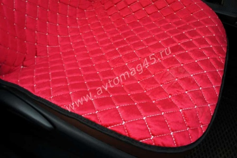 Автотренд  Накидки на сиденье на силиконе без боков велюр красный 2шт    фото 3