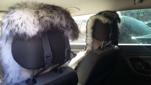 PSV Jolly Extra Накидки на сиденье длинный ворс бело-черный 140x50 комплект 5шт    фото 3