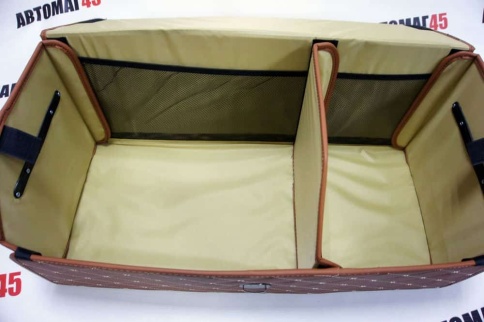 Органайзер  багажника кофр экокожа коричневый с бежевой ниткой 50 x 30 x 30см MAXIMAL Middle   фото 3