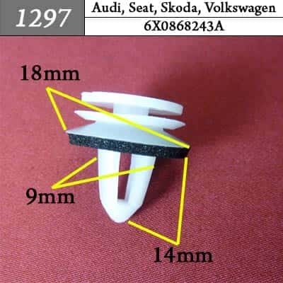 1297 Клипса пистон для Audi Seat Skoda Volkswagen фото 1