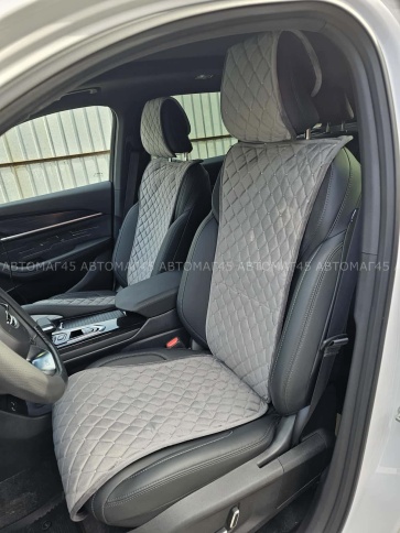 Автотренд  Накидки на сиденье на силиконе велюр узкий сигара серый 2шт    фото 3