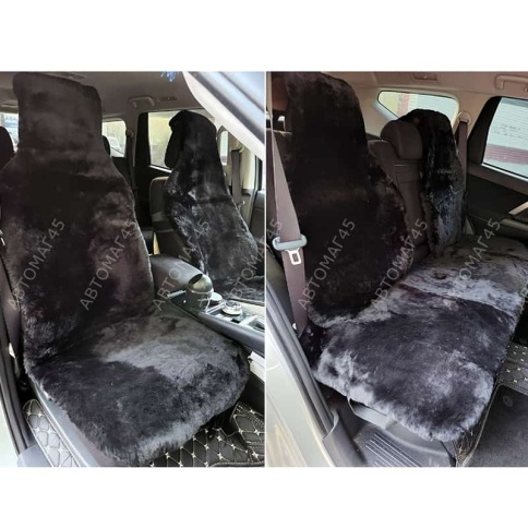 Рус Автотренд  Накидки короткий ворс мутон черный 140x55 на весь салон 5шт    фото 1