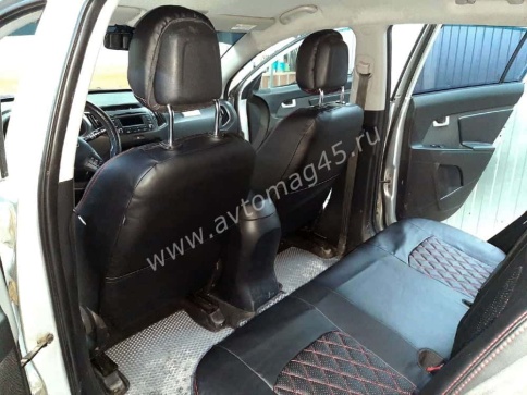 Авточехлы  Kia Sportage Киа Спортаж 2010-2016г Hyundai ix35 9-15г экокожа черная серая нить ромб    фото 8