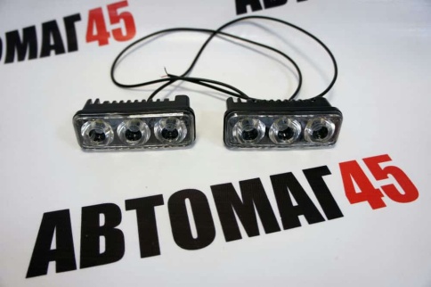 Дневные  ходовые 3 диода 11Вт 9-32V прямоугольный 1шт гарантия 1 мес    фото 1