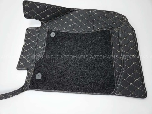 Ковры  5D экокожа Toyota Land Cruiser Prado 150 с 18г черный с бежевой ниткой+ворс комплект АКЦИЯ!  фото 8