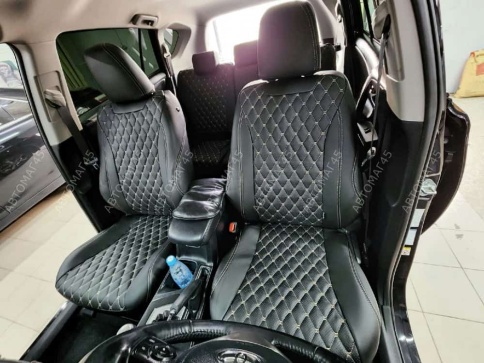 Авточехлы  Toyota RAV4 Тойота Рав4 2012-2019г XA40 экокожа черный модель Байрон    фото 10