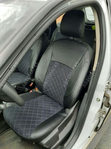 Авточехлы  Renault Duster Рено Дастер 2015-2021г 1пок 2/3 Terrano 16-22г экокож/алькан сер.нить ромб фото 13