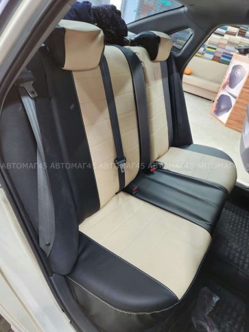 Динас  чехлы универсальные экокожа черный бежевый комплект    фото 4