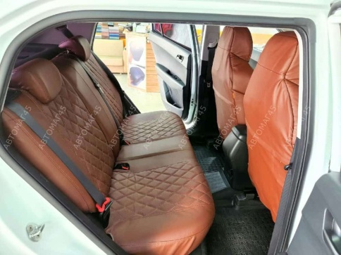 Драйв  чехлы универсальные экокожа Ромбы коричневый коричневый комплект    фото 10