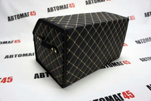 Органайзер  багажника кофр экокожа черный с бежевой ниткой 50 x 30 x 30см MAXIMAL Middle    фото 5