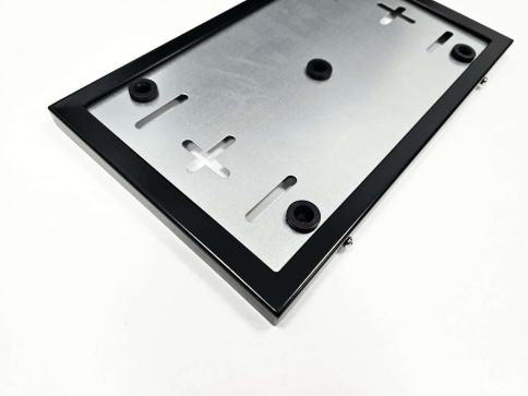 Заря рамка номерного знака квадратная черная металлическая 295*177 мм фото 4