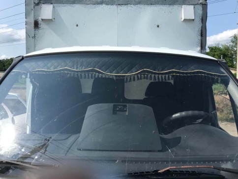 Шторки автомобильные ламбрекен Газель Газель Бизнес экокожа черные с синей ниткой ширина 150см компл фото 2