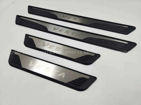 OEM  Накладки на пороги  Лада Vesta Веста Vesta Cross NG 4 шт нержавейка и пластик   фото 2