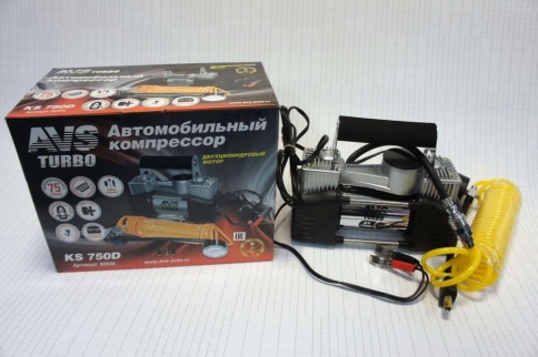 AVS КS 750D  компрессор 75л мин 300Вт 25Атм 2 цилиндра сумка насадки гарантия 1год    фото 1