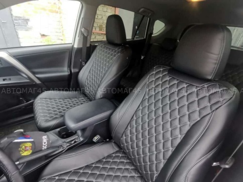 Авточехлы  Toyota RAV4 Тойота Рав4 2012-2019г XA40 экокожа черный модель Байрон    фото 7