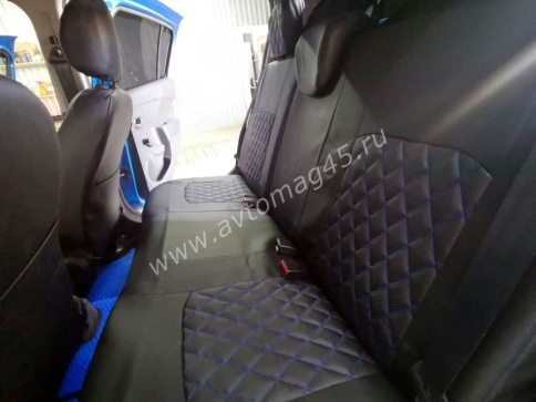 Авточехлы  Renault Logan Stepway с 2013г Renault Sandero Stepway с 2015г 2/3 экокожа черный ромб фото 2