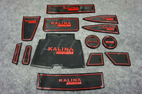 Коврики в ниши Лада Lada Калина Kalina 2 красные буквы 13пр. фото 1
