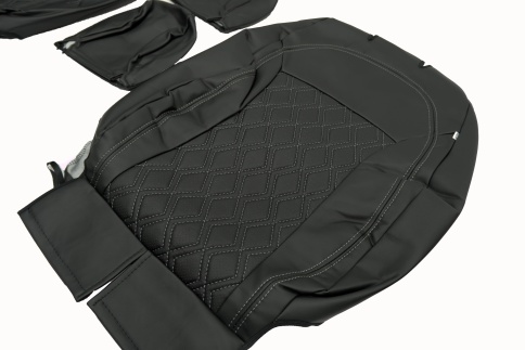 Авточехлы  Kia Ceed Киа Сид 2018-2022г экокожа черная серая нить ромб    фото 5