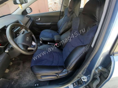 Динас  чехлы универсальные экокожа черная замша черная комплект    фото 2